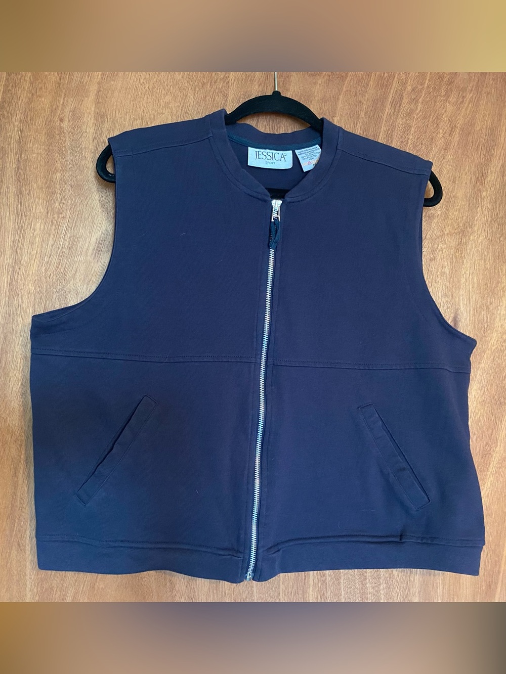 JESSICA Navy Zip Front Sleeveless vest